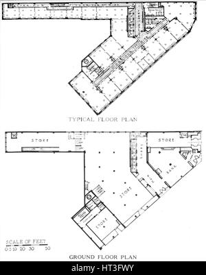 Floor plans, the Genesee Building, Buffalo, New York, 1924. Artist: Unknown. Stock Photo