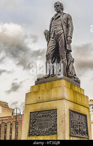 Statue of Robert Burns on George Square in Glasgow, Scotland Stock Photo