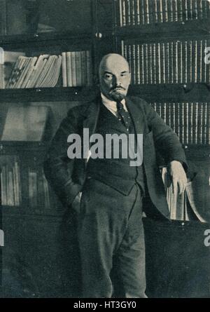 'Vladimir Ilich Lenin, Russian Bolshevik leader, in the Kremlin, Moscow, Russia, October', 1918. Artist: Unknown. Stock Photo