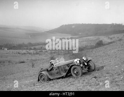 HRG competing in the London Motor Club Coventry Cup Trial, Knatts Hill, Kent, 1938. Artist: Bill Brunell. Stock Photo