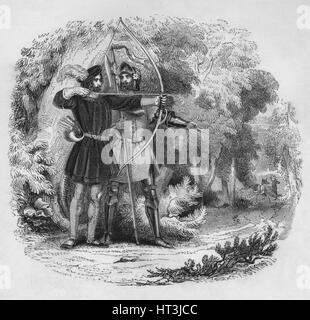 'Robin Hood and Little John', 1845. Artist: Unknown. Stock Photo