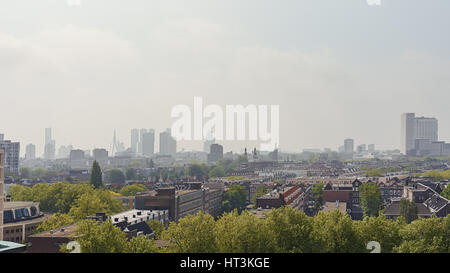View on the old and the new part of the city of Rotterdam, Netherlands. Stock Photo