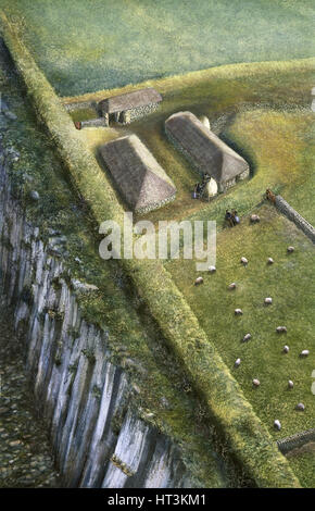 Hadrian's Wall: Sewingshields Wall, c2nd century, (c1990-2010) Artist: Frank Gardiner. Stock Photo