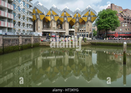 Rotterdam, Netherlands – May 26, 2016: Cube houses are a set of innovative houses. Stock Photo