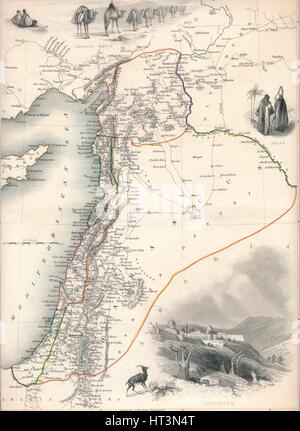 Map of Syria, 1851. Artist: John Tallis. Stock Photo