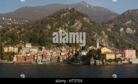 The beautiful shores of Lake Como with the town of Varenna. Stock Photo