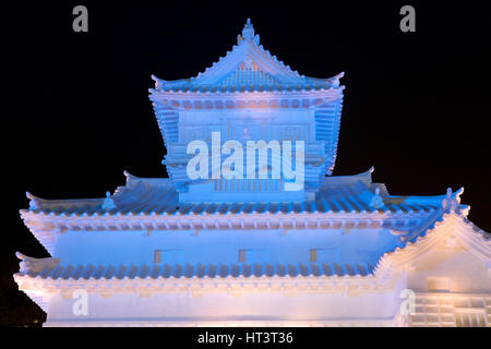 Sapporo Snow Festival (Yuki Matsuri) scenes, Sapporo, Japan. A famous wintertime festival with enormous snow and ice sculptures. Stock Photo