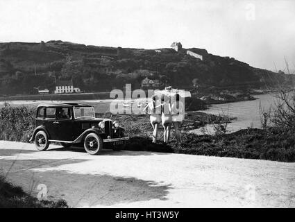 1932 Standard Little Nine saloon at Royal Bay, Jersey Artist: Unknown. Stock Photo