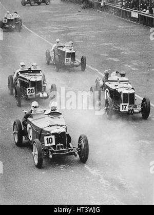 1933 Ulster TT, MG Magnette K3 Nuvolari, car number 17, trails Riley Artist: Unknown. Stock Photo