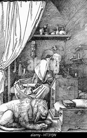 'St. Jerome in His Cell', 1511, (1906). Artist: Albrecht Durer. Stock Photo