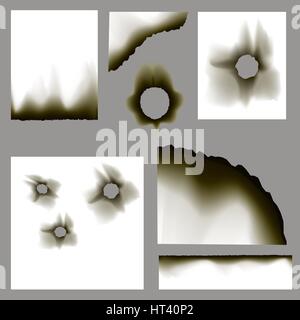 Realistic Burnt Holes and Scorched Papers Stock Vector