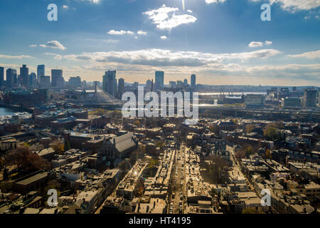 Aerial view of Boston from Bunker Hill Monument - Boston, Massachusetts, USA Stock Photo