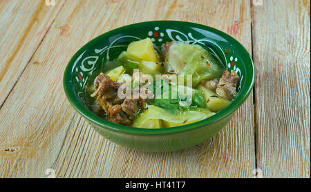 Fah - Fah  -  Soupe Soupe Djiboutienne. classic dish made typically of goat meat with vegetables and green chilies Stock Photo