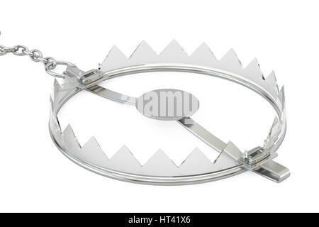 empty bear trap, 3D rendering isolated on white background Stock Photo ...