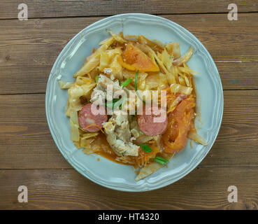 Cassoeula - typical winter dish popular in Northern Italy, mostly in Lombardy. Stock Photo