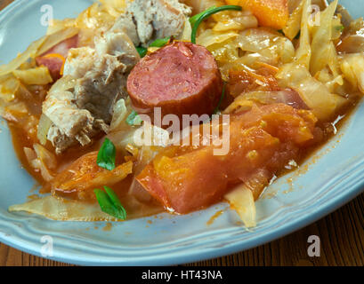 Cassoeula - typical winter dish popular in Northern Italy, mostly in Lombardy. Stock Photo