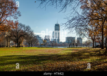 Boston skyline and Charles River seen from MIT in Cambridge - Massachusetts, USA Stock Photo