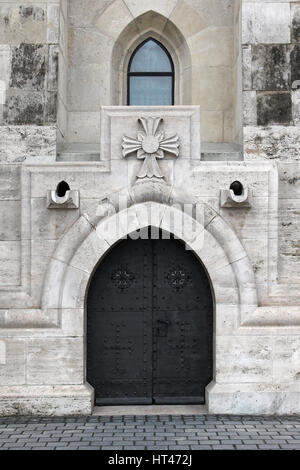 Hungary, Budapest, Matthias Church Gothic gate closed. Stock Photo