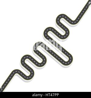Winding road with markings. View from above. With shadow. illustration ...
