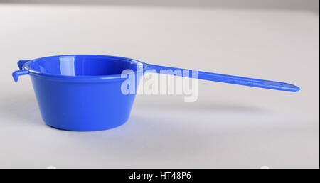 Blue plastic tea strainer isolated on white background Stock Photo