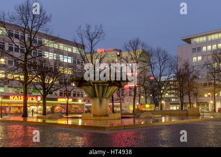 Wittenbergplatz (Wittenberg Square) is a large square in western Berlin at the end of Tauentzienstrasse. It is lined by restaurants, offices and shops Stock Photo