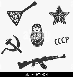 Vector Symbols Set Russia Stereotypes Stock Vector