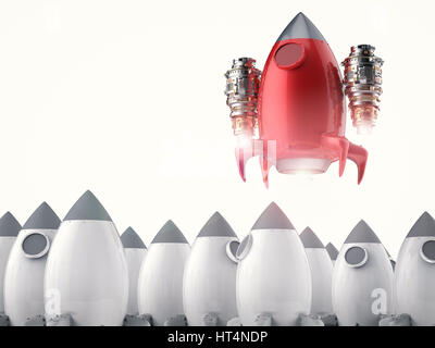 leadership concept with 3d rendering rocket launch Stock Photo - Alamy
