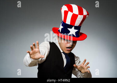 Man wearing hat with american symbols Stock Photo