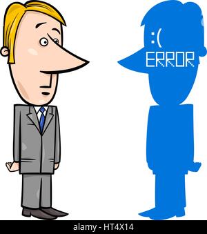 Concept Cartoon Illustration of Businessman with Blue Screen of Death Error Stock Vector