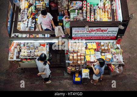 Chiang Mai, Thailand - August 27, 2016:  The group of vendors wait for customers at the Warorot market on August 27, 2016 in Chiang Mai, Thailand. Stock Photo