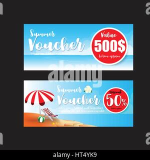 Collection of summer sale gift voucher template vector illustration eps10 Stock Vector