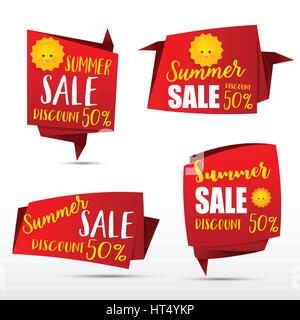 Red web tag banner with text summer sale for promotion sale and discount vector illustration eps10 Stock Vector