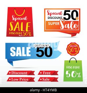 Collection of web tag banner for promotion sale discount vector illustration eps10 Stock Vector