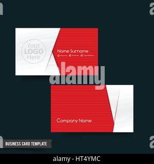 Business Card template set red and white basic geometry element  vector illustration eps10 Stock Vector