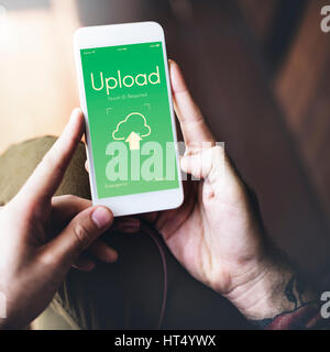 Cloud Computing Networking Upload Download Data Concept Stock Photo