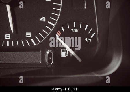 car fuel gauge showing empty Stock Photo