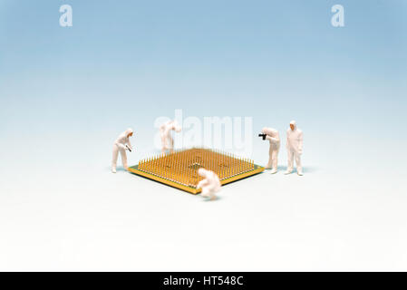 Technician analysis CPU microprocessor. Technology concept. Macro photo Stock Photo