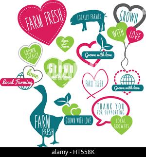 collection of logos ideas based farm and farming, in colour Stock Vector