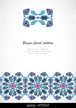 Arabesque vintage seamless border for design template vector. Eastern style pattern. Elegant floral decoration print. Ornamental illustration for invi Stock Vector