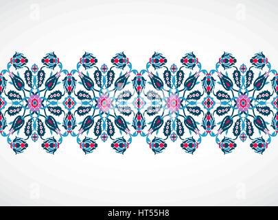 Arabesque vintage seamless border for design template vector. Eastern style pattern. Elegant floral decoration print. Ornamental illustration for invi Stock Vector