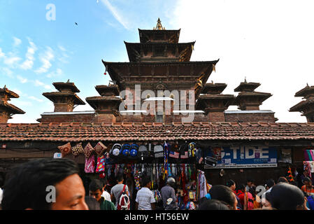 KATHMANDU - OCTOBER 29: Medieval temples and buildings in the Durbar square, now destroyed after the massive earthquake that hit Nepal on April 25, 20 Stock Photo