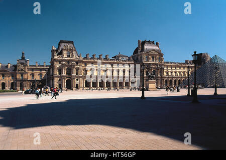 The wing  Richelieu of Louvre museum ,with the apartments of NapoleonIII,  view from Carousel square. Paris,2013 Stock Photo