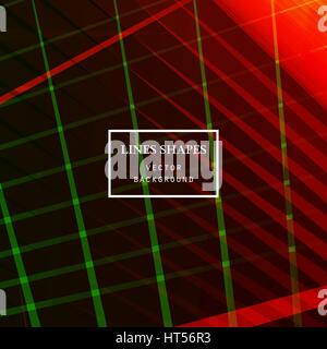 Modern technology striped abstract background with copy space vector. Red green geometric grid stripes direct lines dynamic for presentation, banner,  Stock Vector