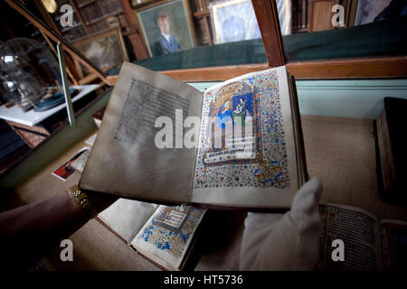 Stonyhurst College , Lancashire , UK. Old book on display Stock Photo
