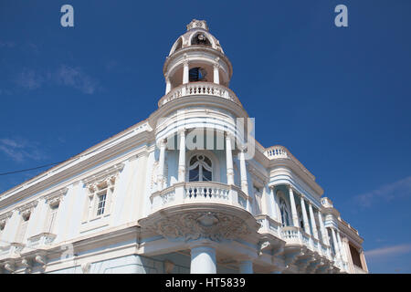 Cienfuegos, Cuba - January 28, 2017: The Ferrer palace in the Jose Marti park of Cienfuegos in Cuba.The work was built between 1917 and 1918. Stock Photo