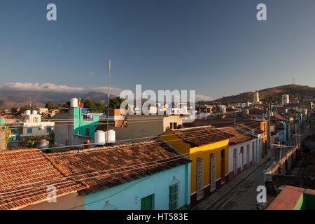 Trinidad, Cuba - January 29,2017: View from roof on the street in Trinidad, Cuba. One of UNESCOs World Heritage sites since 1988. Sancti Spiritus Prov Stock Photo