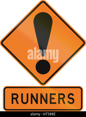 New Zealand road sign - Runners ahead Stock Photo - Alamy