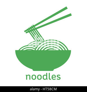 Noodle in the bowl on white background - illustration Stock Photo