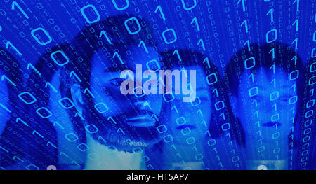 Cyber crime, robots attack computer security Stock Photo