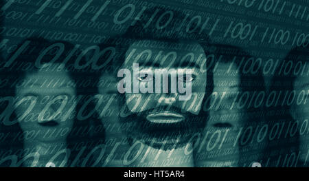 Virus cyber attack, binary code background Stock Photo